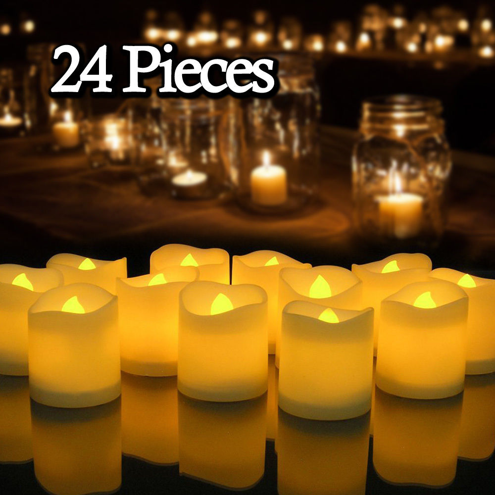 6/24Pcs Flameless LED Battery Powered Tea Light Candles/Decorations For Weddings/Birthdays/Many Occasions - grandeholistic