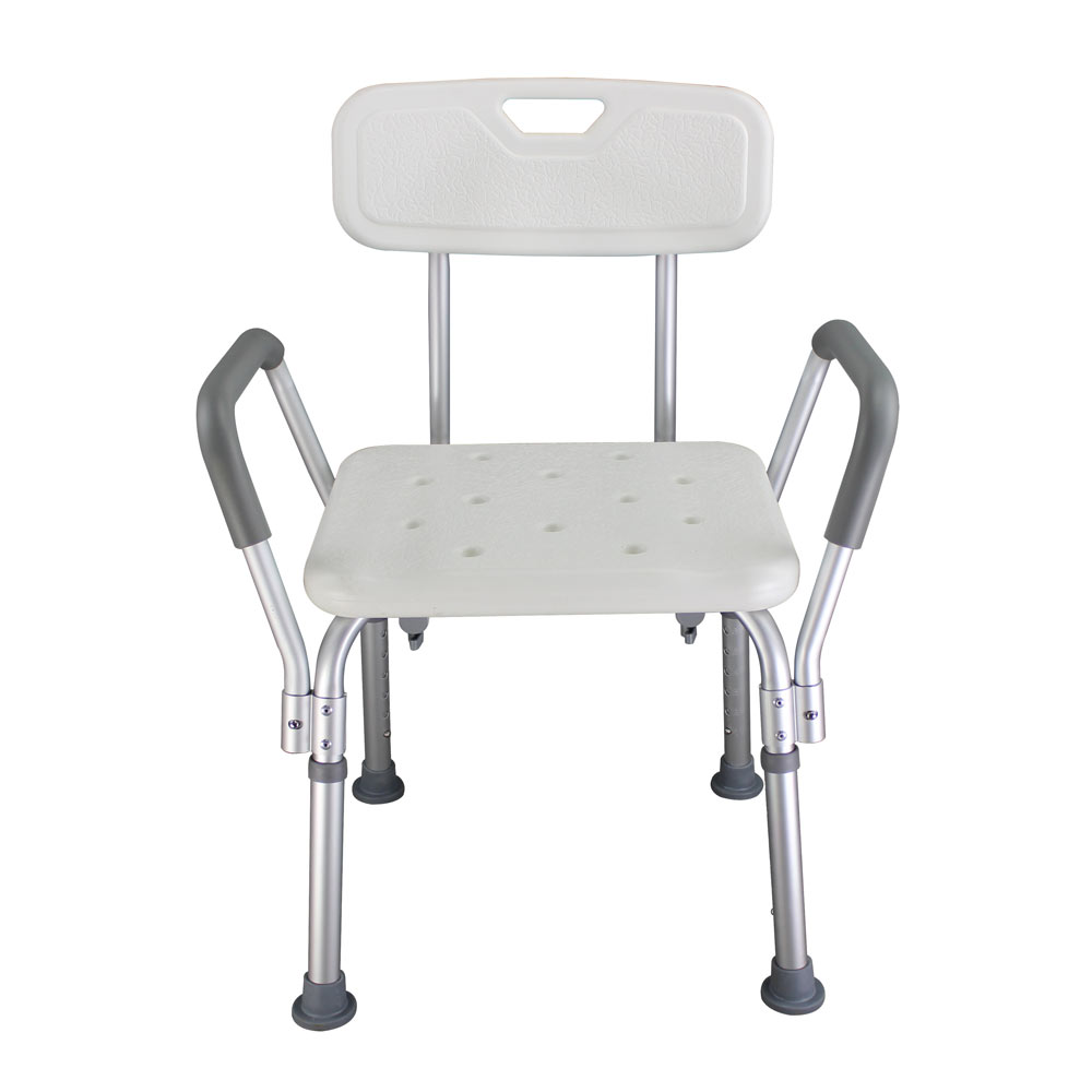 Height Adjustable/Non Slip Bath/Shower  Aid Chair with Back/Armrest - grandeholistic